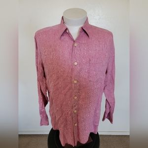 Tommy Bahama Red Patterned Long Sleeve Button Down Shirt